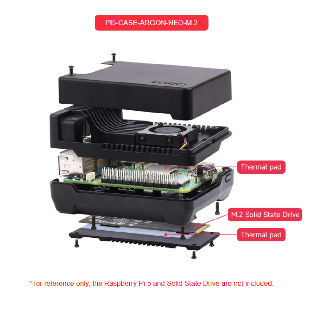 Argon NEO 5 BRED Case for Raspberry Pi 5 + M.2 NVME Expansion Option