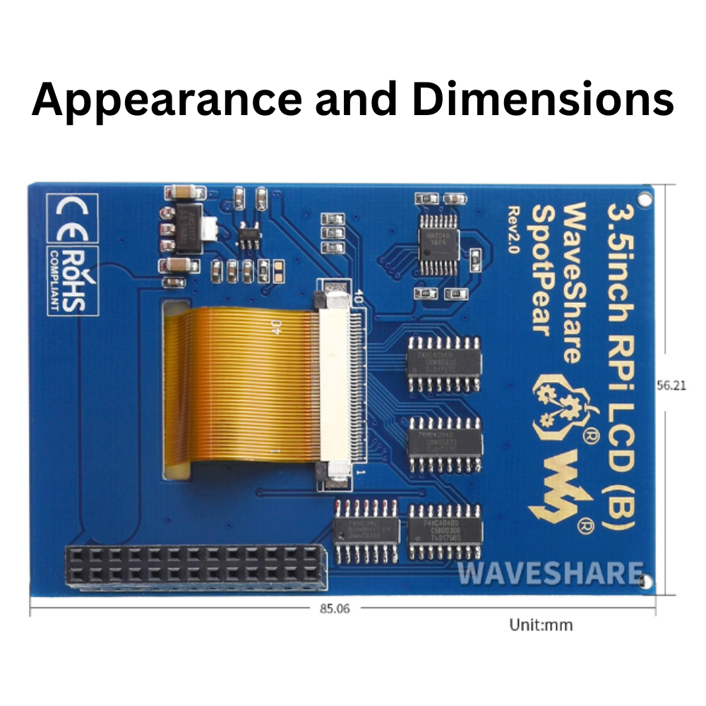 3.5inch 480×320 SPI IPS Resistive Touch Display Screen for Raspberry Pi 5/ 4B/ 3B+/ Zero (B) LCD 12287