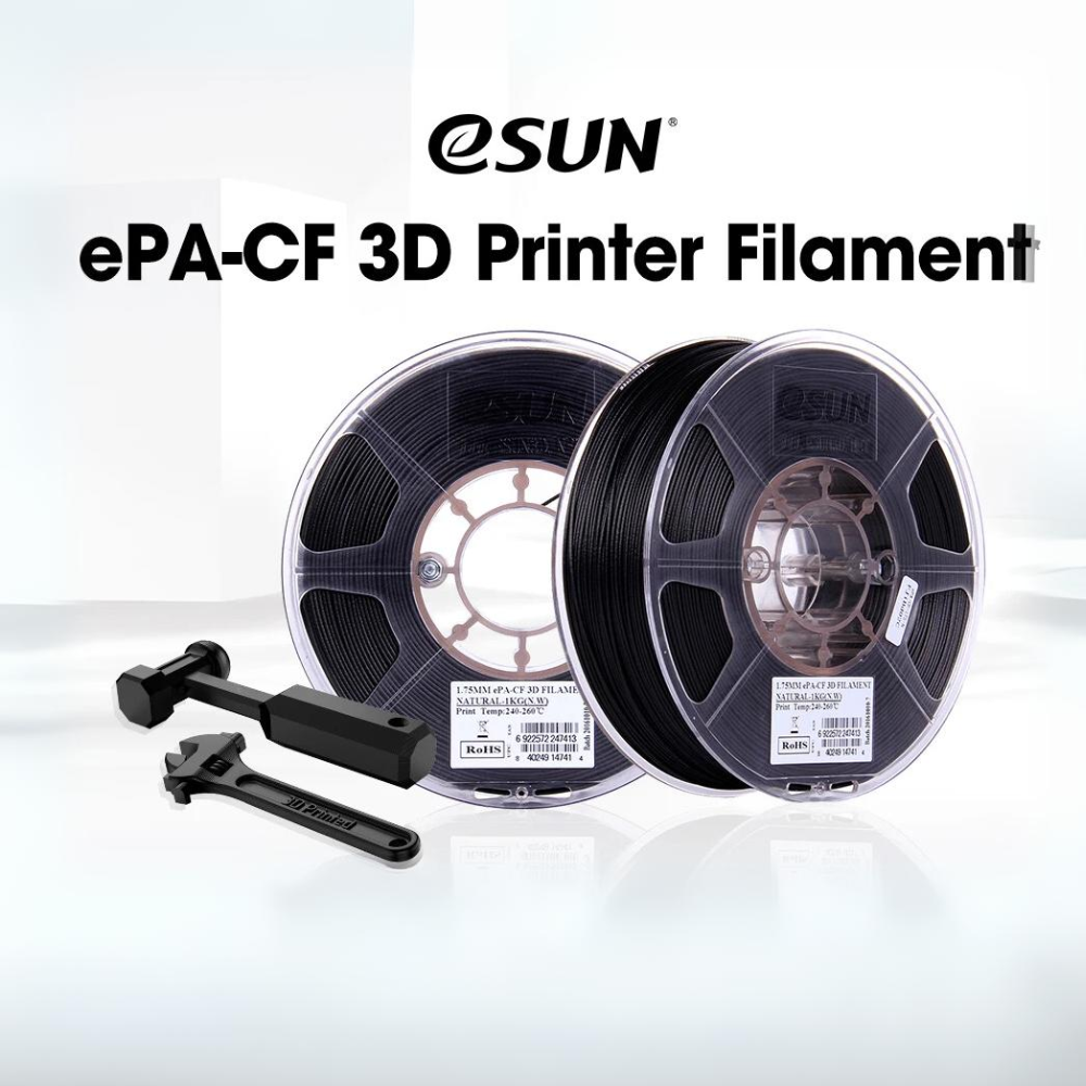 eSun ePA-CF (Carbon Fiber Filled Nylon) 1.75mm 1KG 3D Printer Filament Black