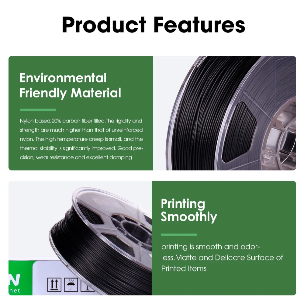eSun ePA-CF (Carbon Fiber Filled Nylon) 1.75mm 1KG 3D Printer Filament Black