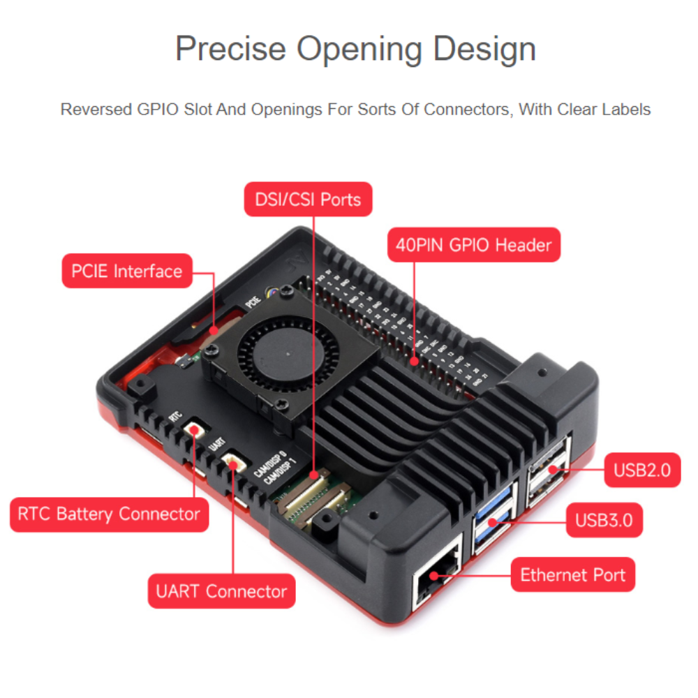 Argon NEO 5 BRED Case for Raspberry Pi 5 + M.2 NVME Expansion Option