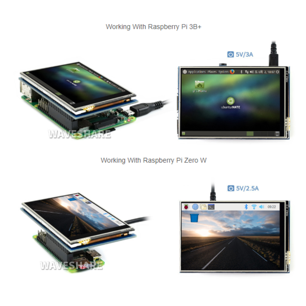 3.5inch 480×320 SPI IPS Resistive Touch Display Screen for Raspberry Pi 5/ 4B/ 3B+/ Zero (B) LCD 12287