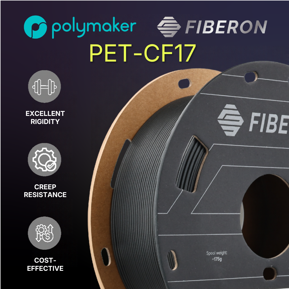 Polymaker Fiberon PET-CF17 1.75mm 0.5KG 3D Printer Filament Black