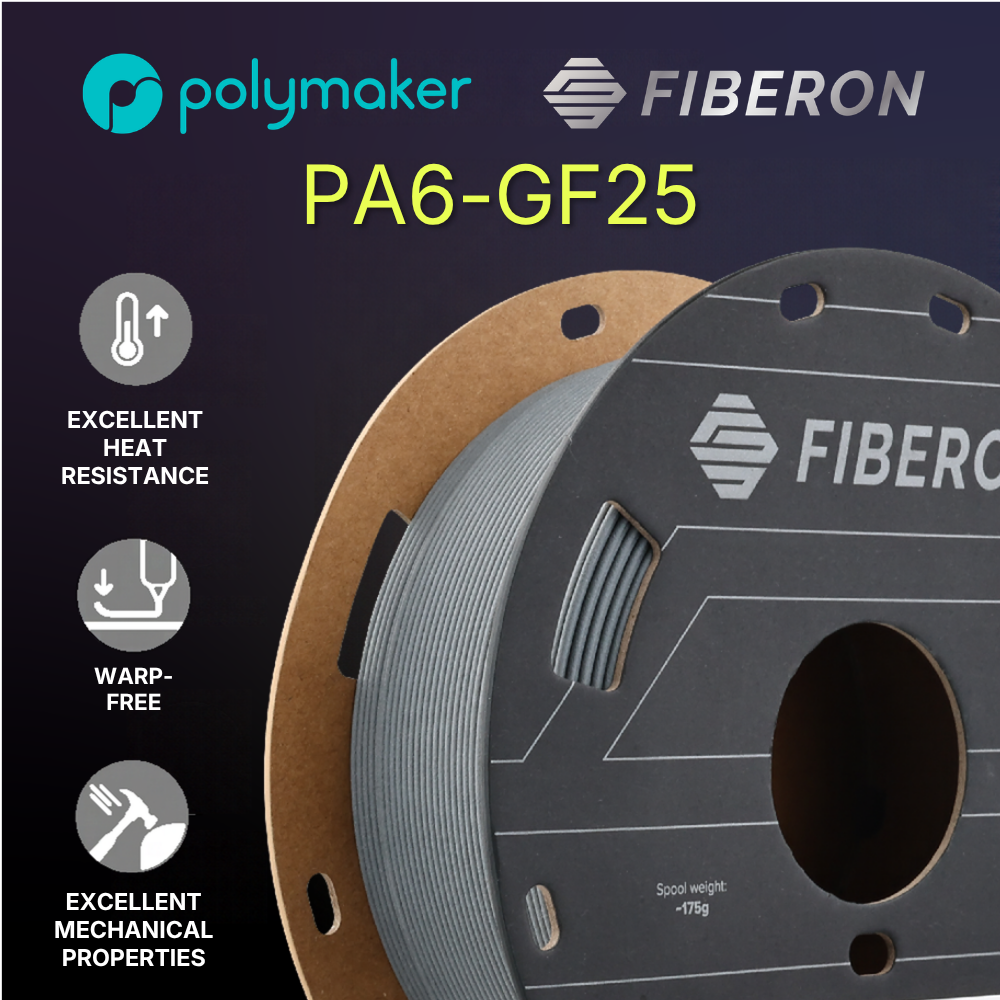 Polymaker Fiberon PA6-GF25 1.75mm 0.5KG 3D Printer Filament Grey