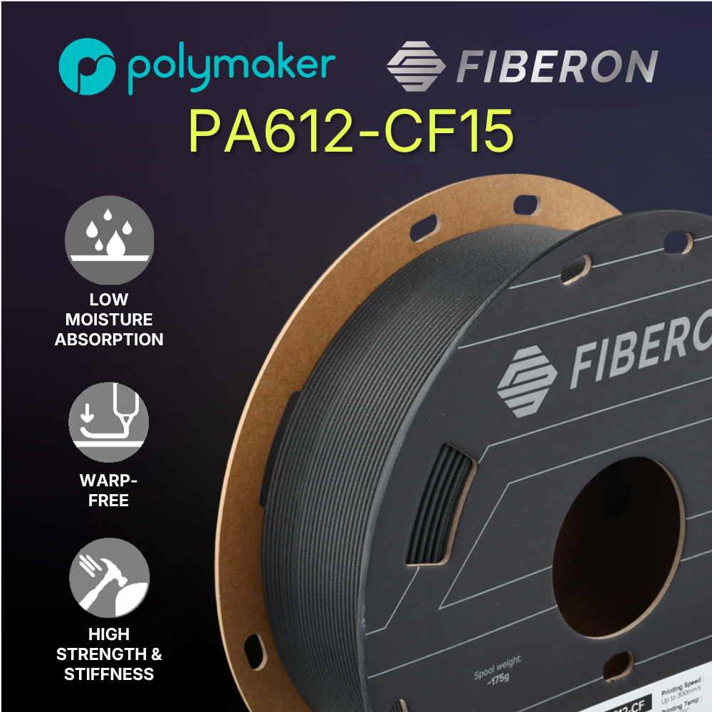Polymaker Fiberon PA612-CF15 1.75mm 0.5KG 3D Printer Filament Black