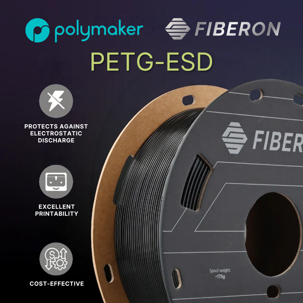 Polymaker Fiberon PETG-ESD 1.75mm 0.5KG 3D Printer Filament Black
