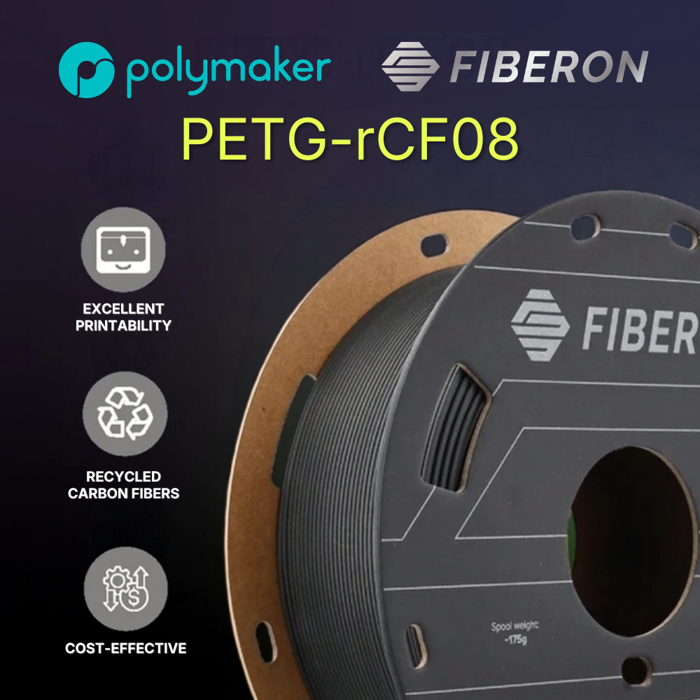 Polymaker Fiberon PETG-rCF08 1.75mm 0.5KG 3D Printer Filament Black