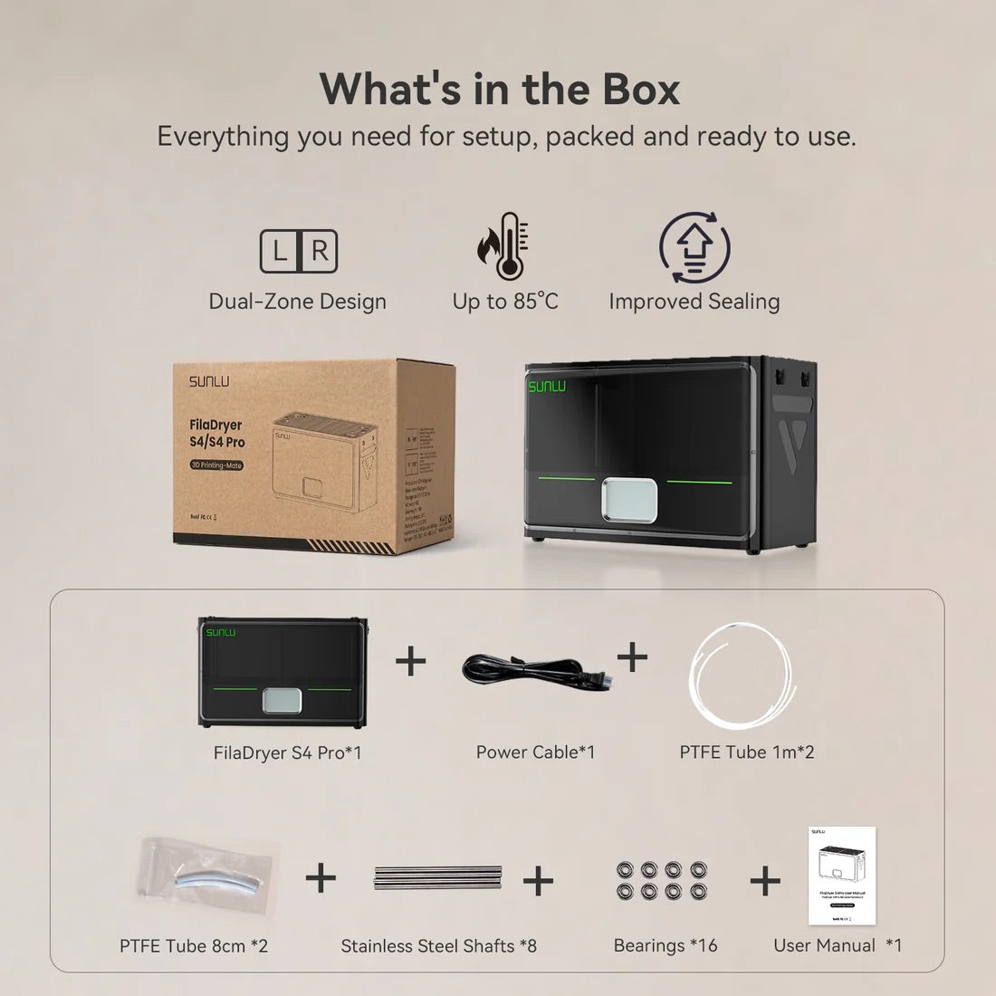 SUNLU FilaDryer S4 Pro 3D Printer Filament Dryer Box