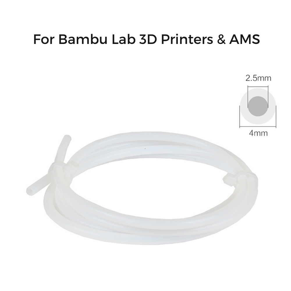 1m Bowden PTFE Tube for 1.75mm Filament (White/ Transparent/ Black/ Blue/ Grey) & Cutter