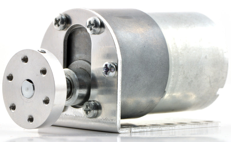 37D mm gearmotor (without encoder) with L-bracket and 6mm universal mounting hub.