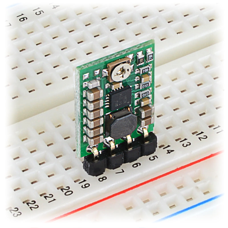 Pololu step-up/step-down voltage regulator S7V8A in a breadboard.
