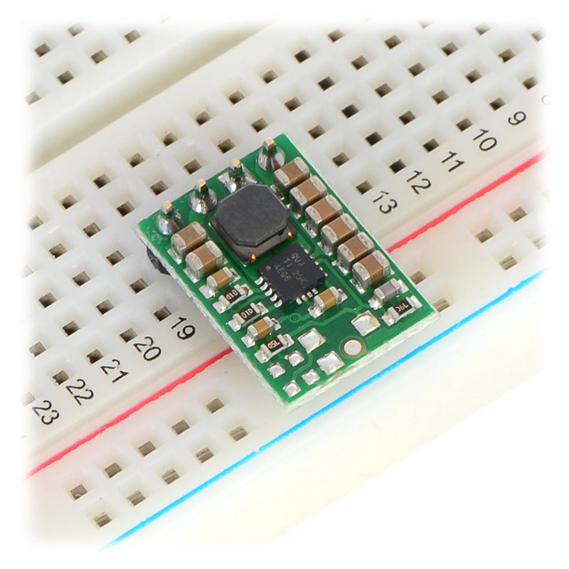 Pololu step-up/step-down voltage regulator S7V8F3 or S7V8F5 in a breadboard.
