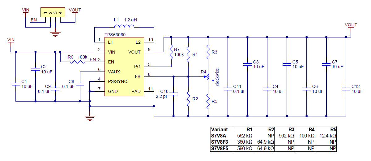Pololu Step-Up/Step-Down Voltage Regulator S7V8x schematic diagram.