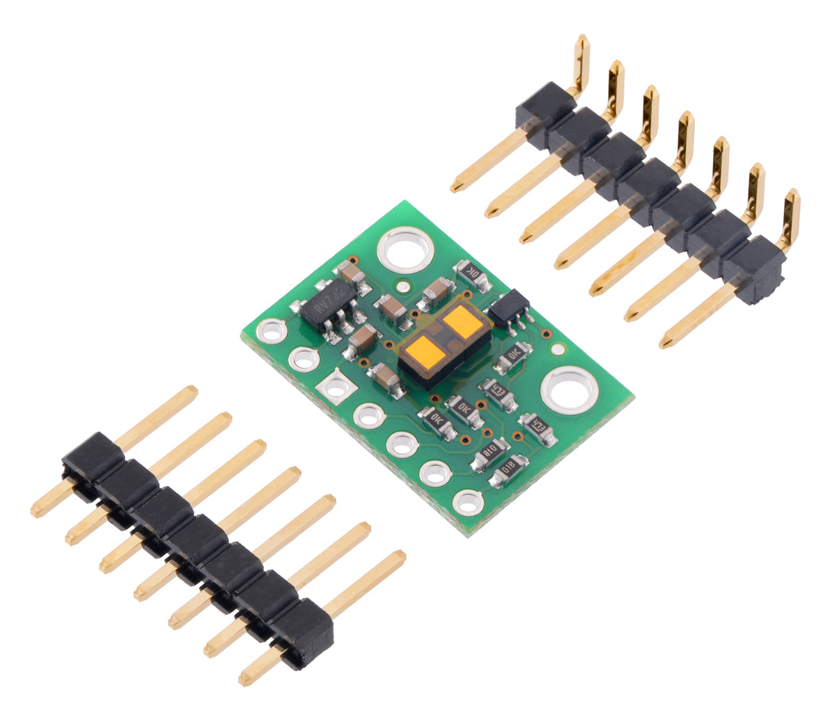 VL53L1X Time-of-Flight Distance Sensor Carrier with included header pins.