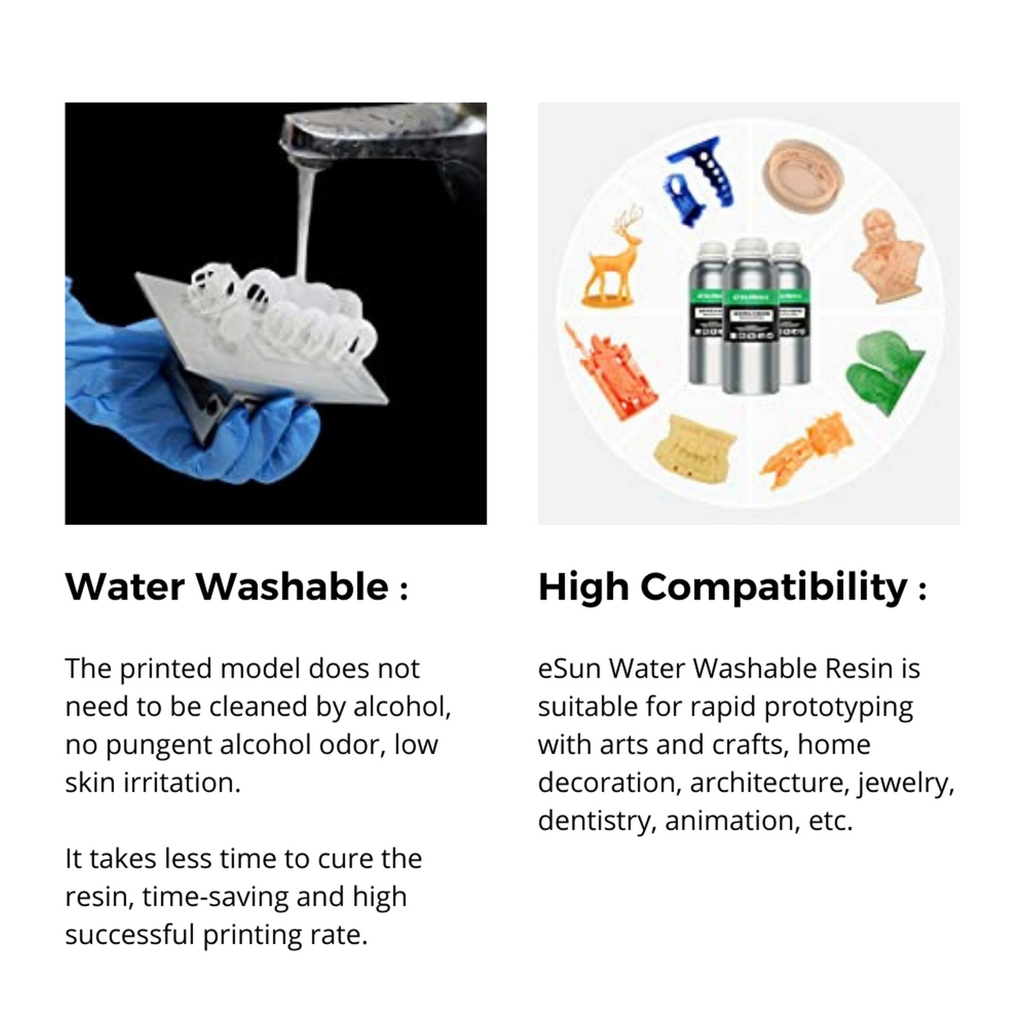 eSun Water Washable Resin for LCD 3D Printer 0.5kg/bottle