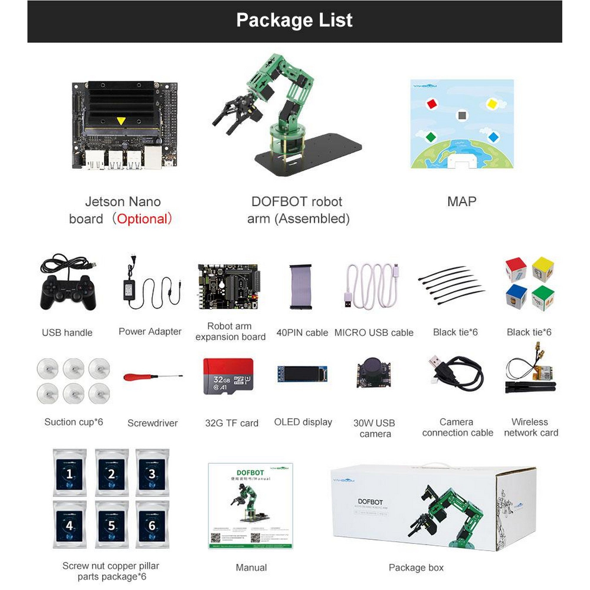 Yahboom DOFBOT AI Vision Robotic Arm with ROS for Jetson Nano 4GB B01 Developer Kit