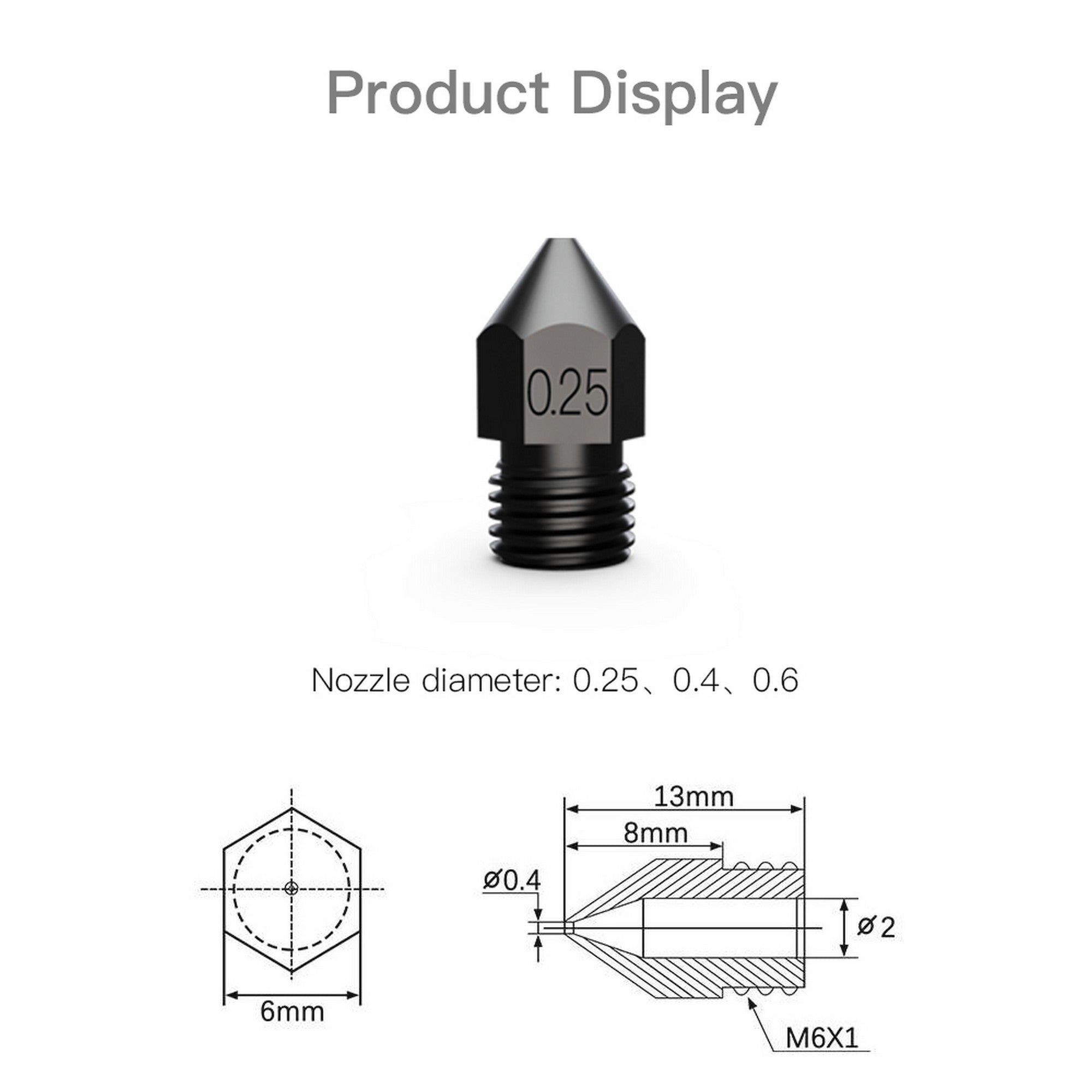 Creality Hardened Steel High-end Nozzle (Set of 8 pcs)