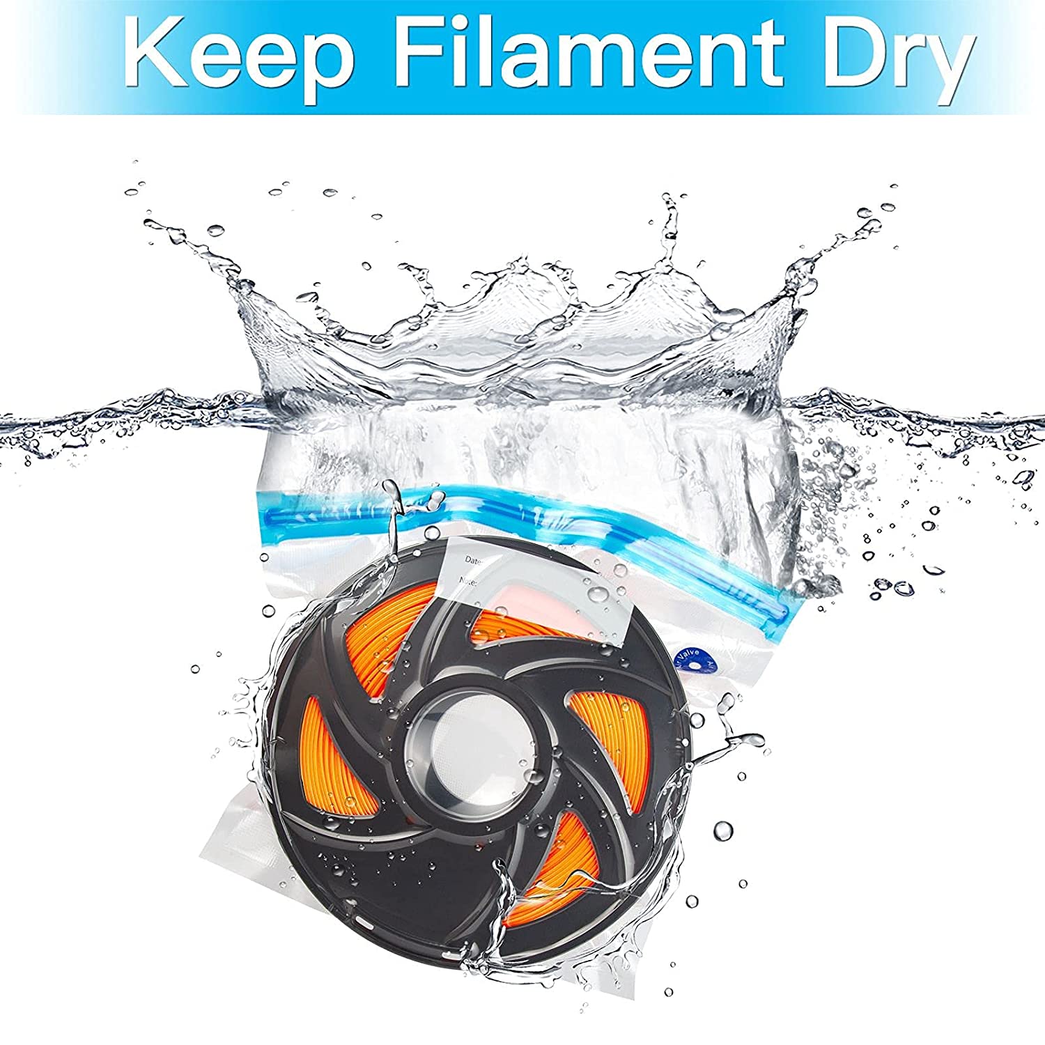 10pcs Reusable Vacuum Bag for 3D Printer Filament and Hand Pump Set