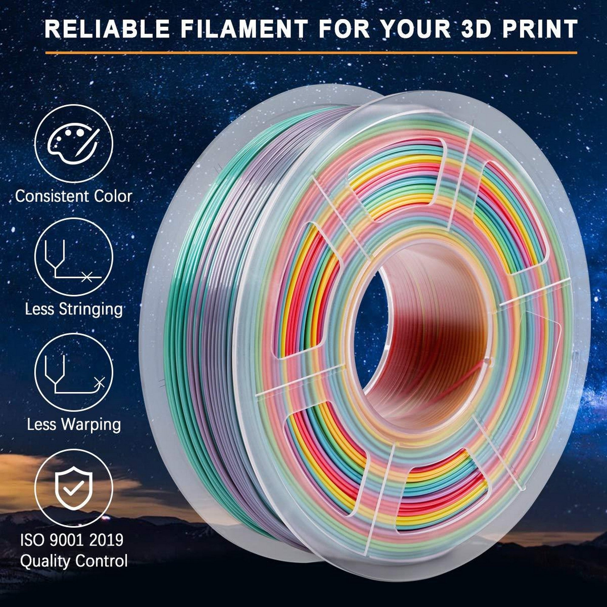 SUNLU PLA Rainbow 1.75mm 1KG 3D Printer Filament