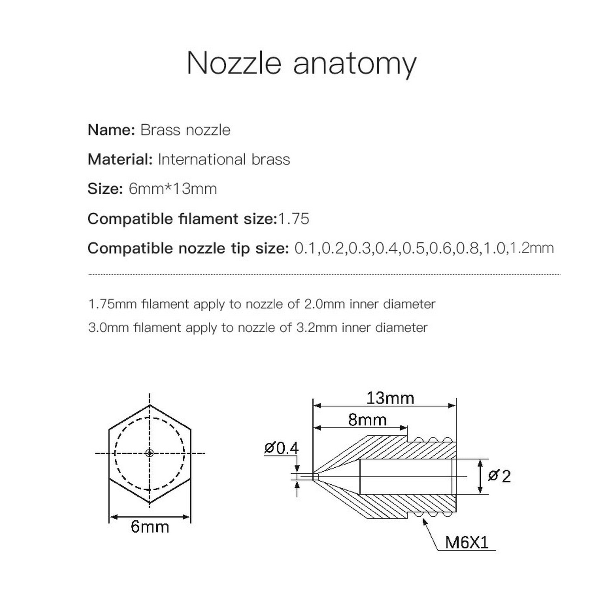 Creality 0.4mm MK Nozzle for 3D Printer (Set of 5pcs)