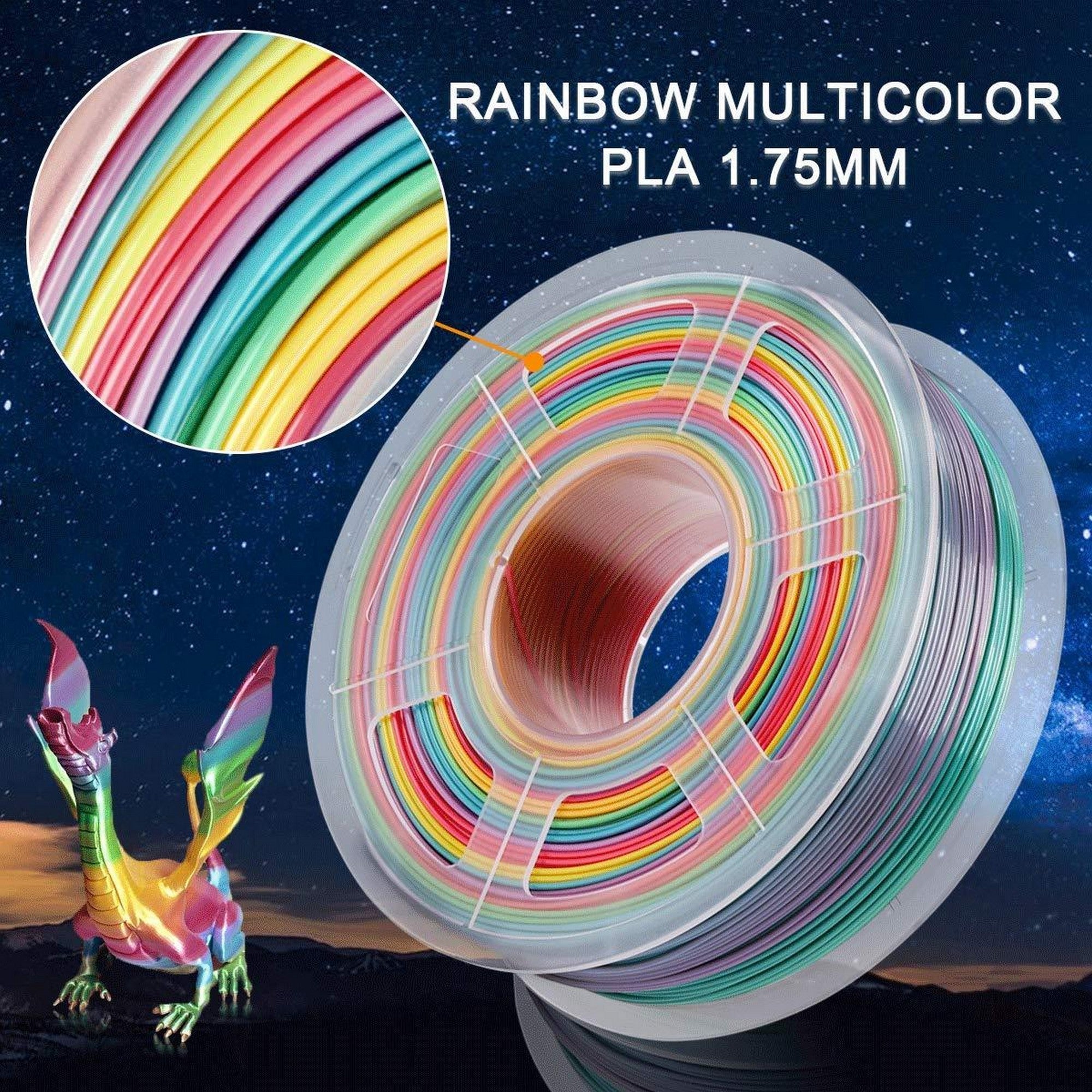 SUNLU PLA Rainbow 1.75mm 1KG 3D Printer Filament