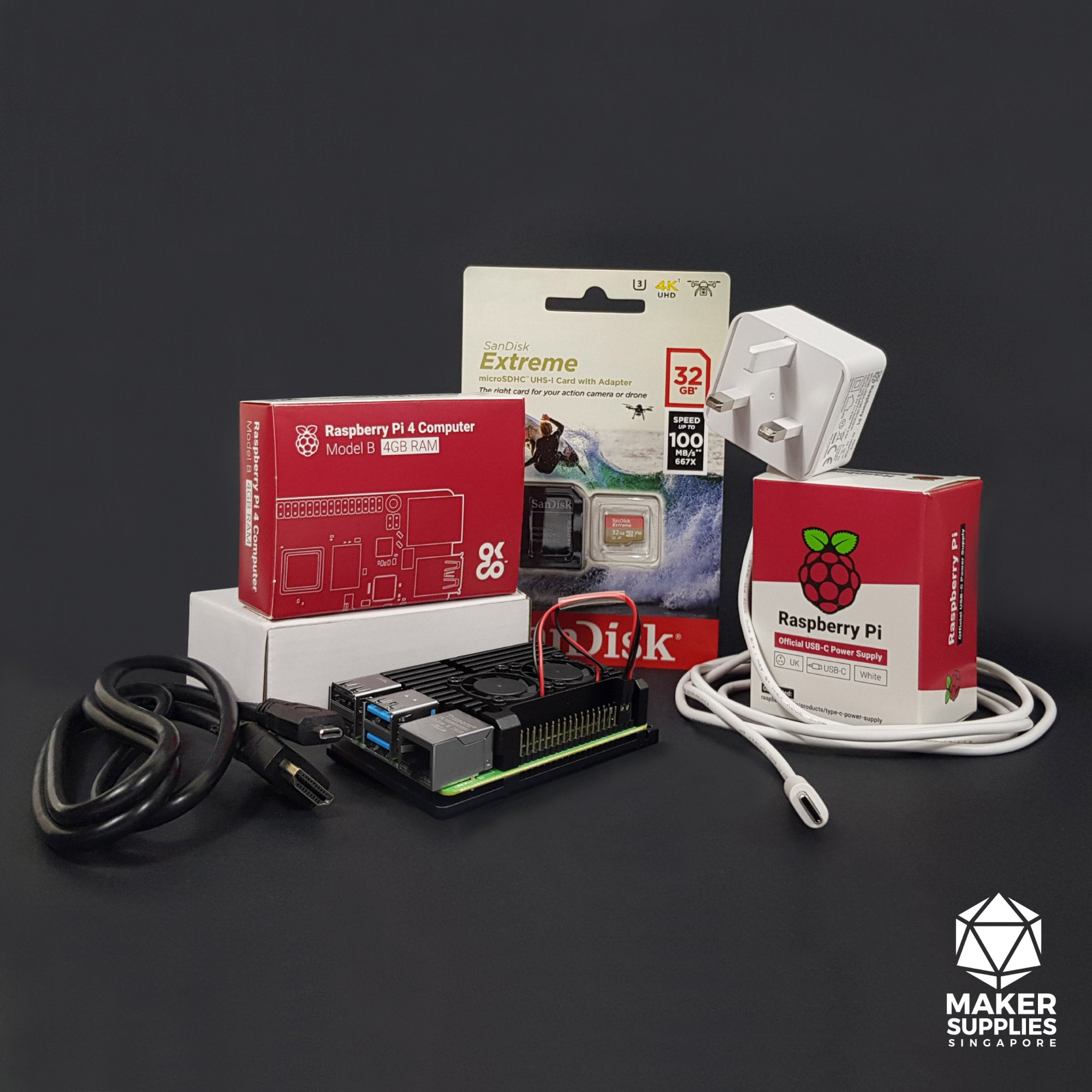 Raspberry Pi 4 4GB (2xセット) Raspberry Pi 4 Basic Bundle with Aluminium Casing