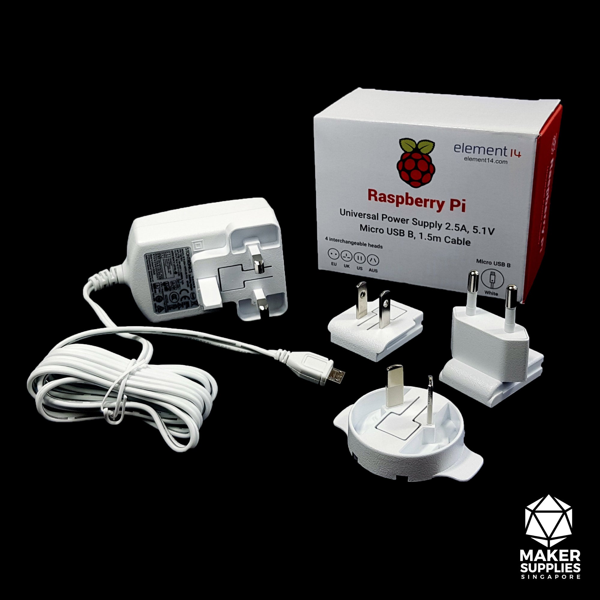 5.1V 2.5A Micro USB Universal Power Supply (Official Raspberry Pi)