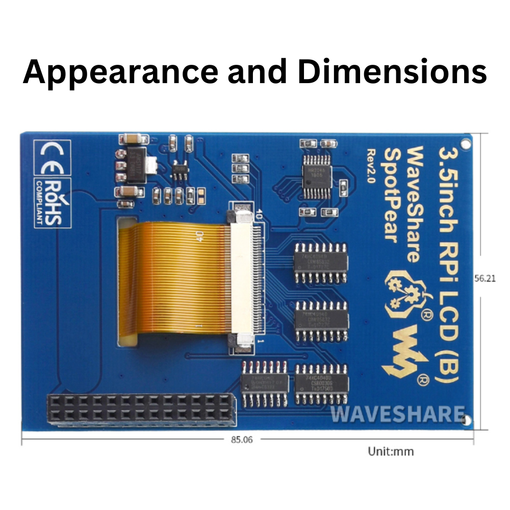 3.5inch 480×320 SPI IPS Resistive Touch Display Screen for Raspberry Pi 3B+/ 4B/ Zero (B) LCD 12287