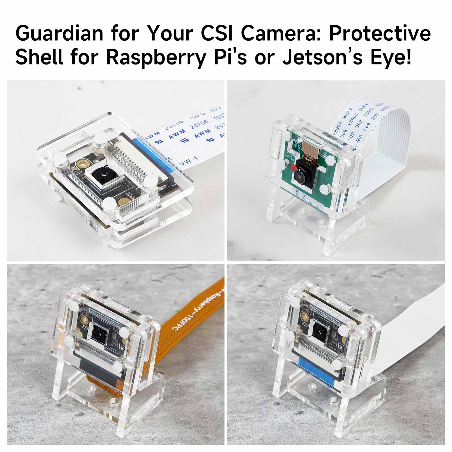 Clear Acrylic Camera Holder (for Raspberry Pi, NVIDIA Jetson)