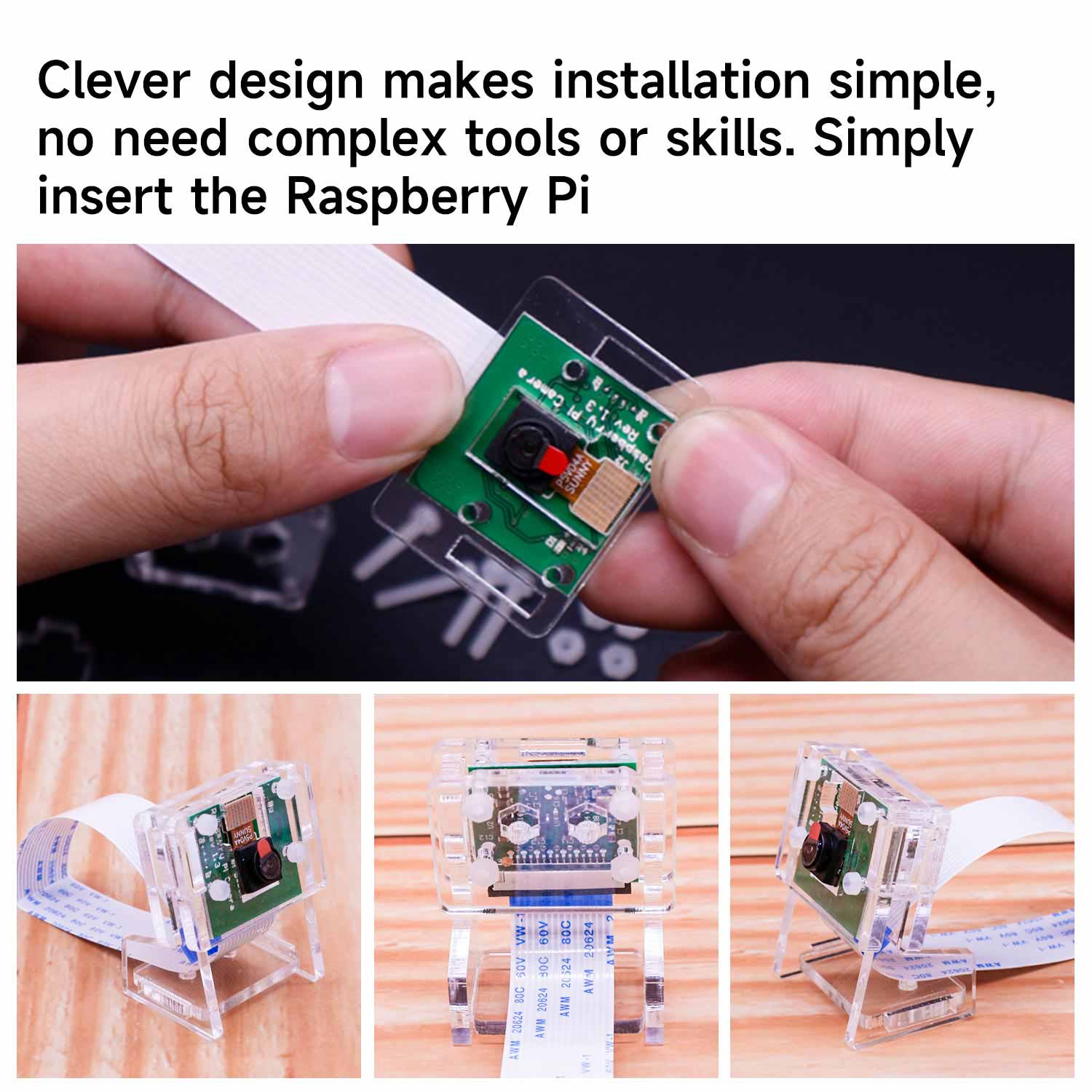 Clear Acrylic Camera Holder (for Raspberry Pi, NVIDIA Jetson)