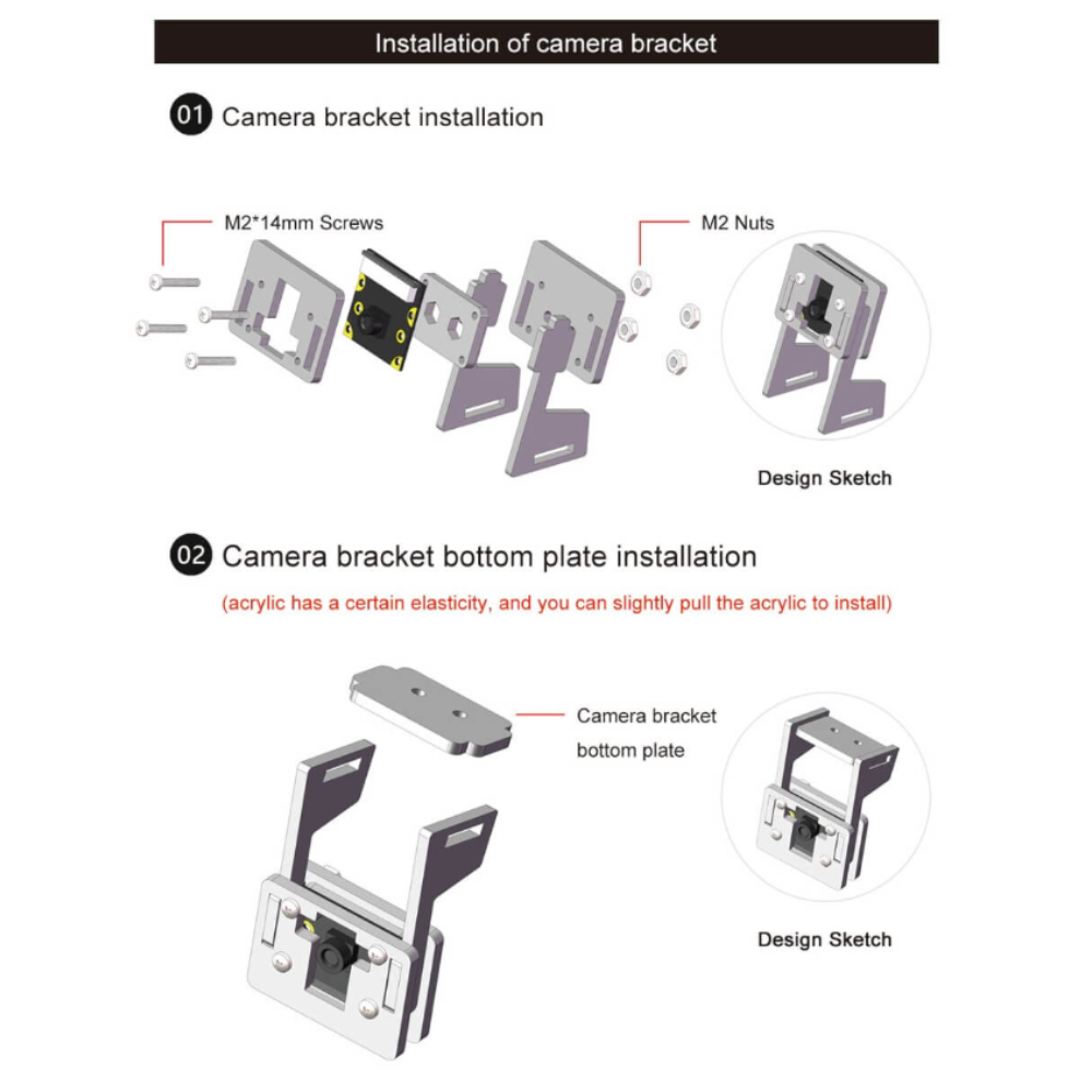 Clear Acrylic Camera Holder (for Raspberry Pi, NVIDIA Jetson)