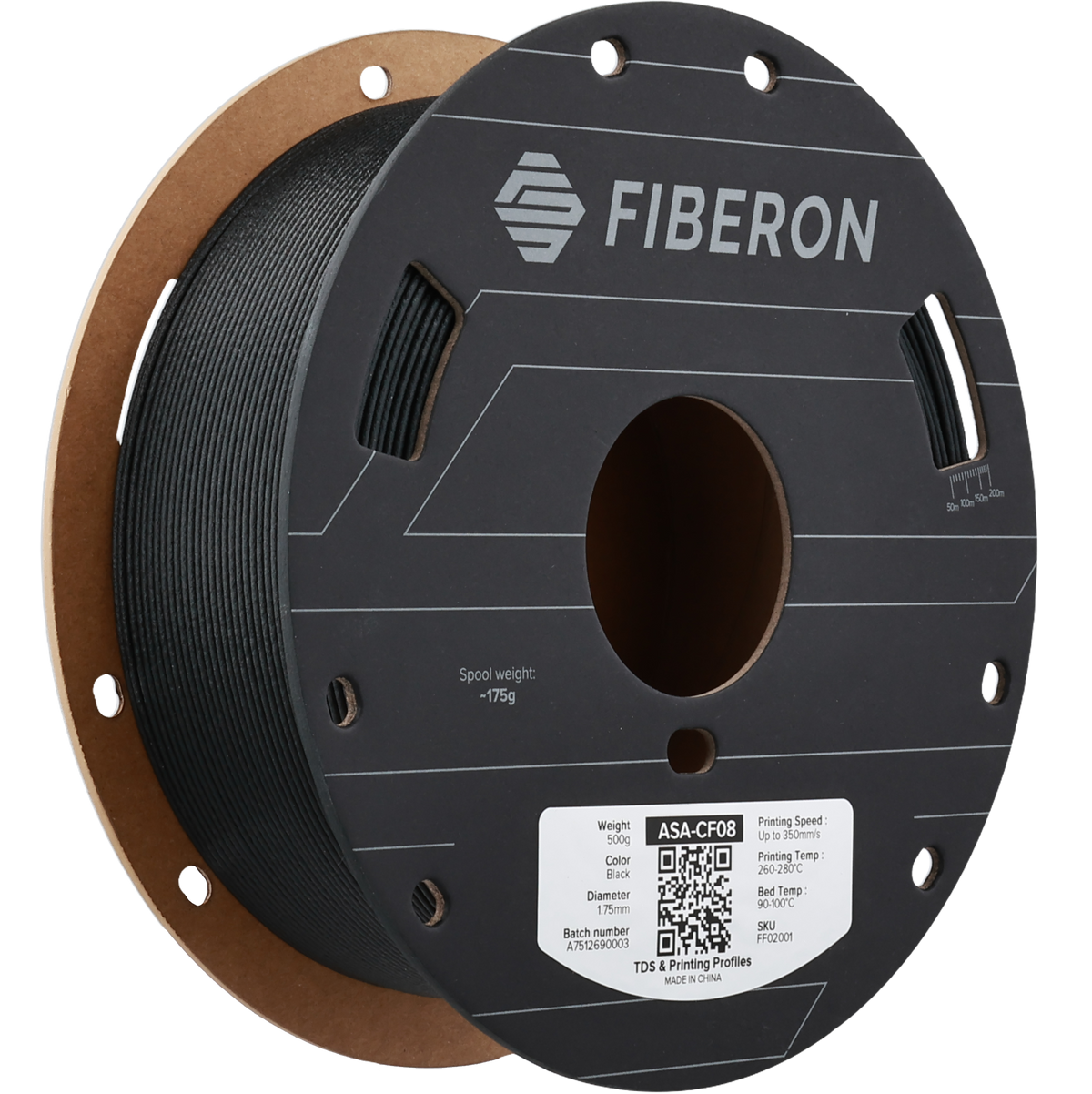 Polymaker Fiberon ASA-CF08 1.75mm 0.5KG 3D Printer Filament Black