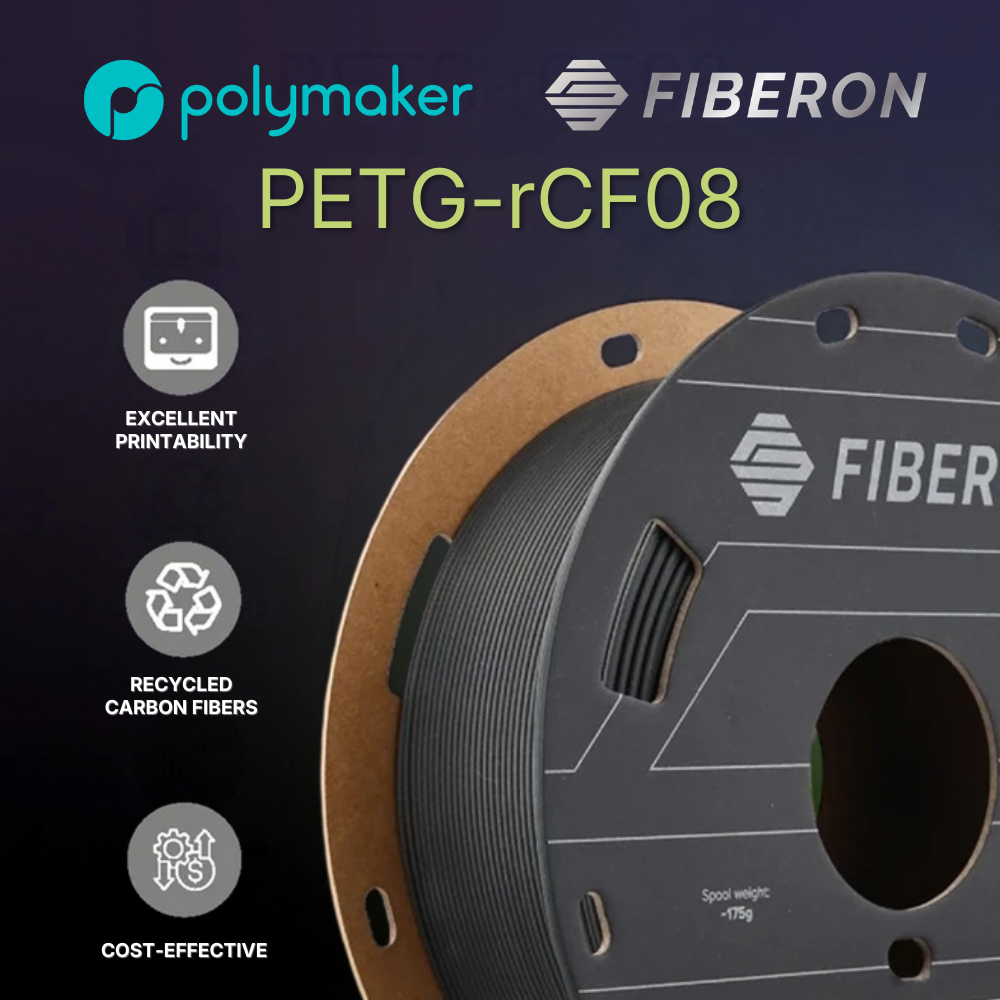 Polymaker Fiberon PETG-rCF08 1.75mm 0.5KG 3D Printer Filament Black