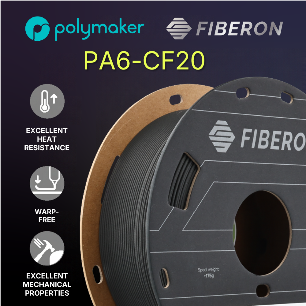 Polymaker Fiberon PA6-CF20 1.75mm 0.5KG 3D Printer Filament Black