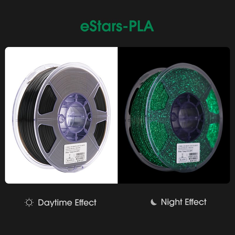 eSun PLA Luminous Rainbow / eStars-PLA Glow In The Dark 1.75mm 1KG 3D Printer Filament