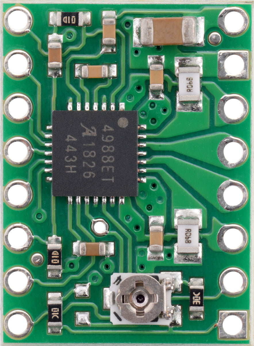 A4988 stepper motor driver carrier, top view.