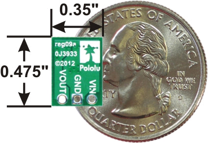 Pololu step-up/step-down voltage regulator S7V7F5, bottom view with dimensions.