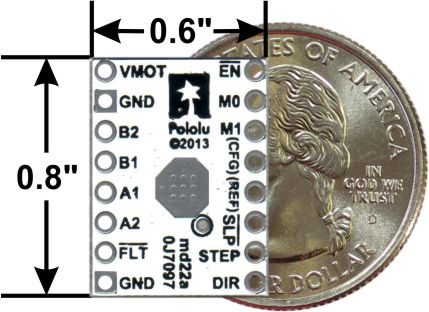 DRV8834 low-voltage stepper motor driver carrier with dimensions.