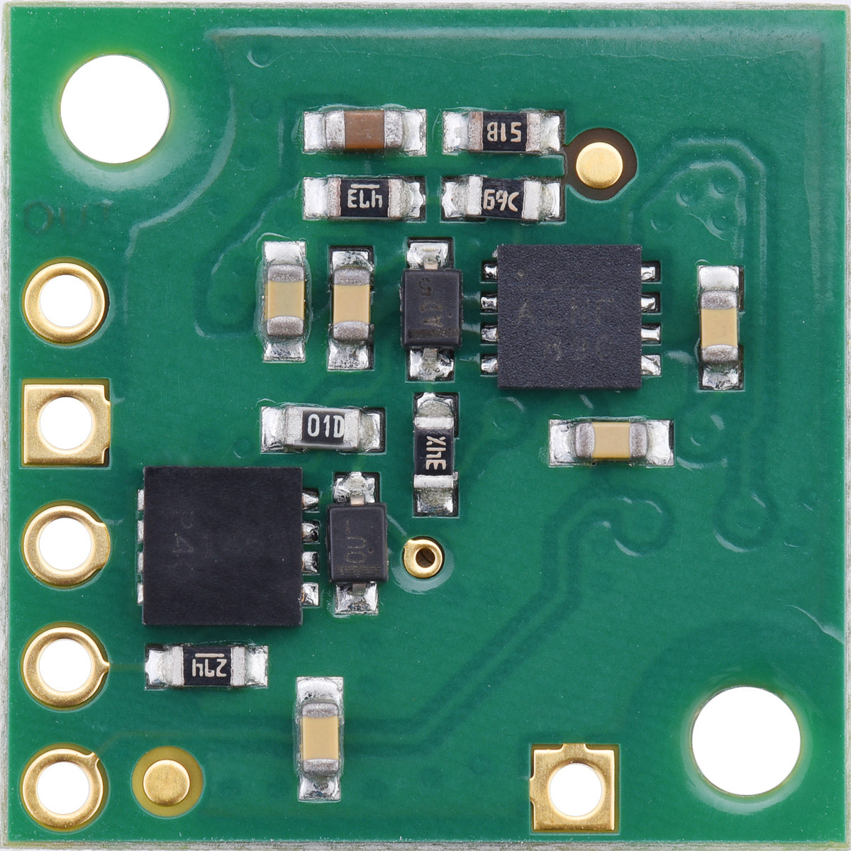 Pololu Step-Down Voltage Regulator D24V22Fx, bottom view.