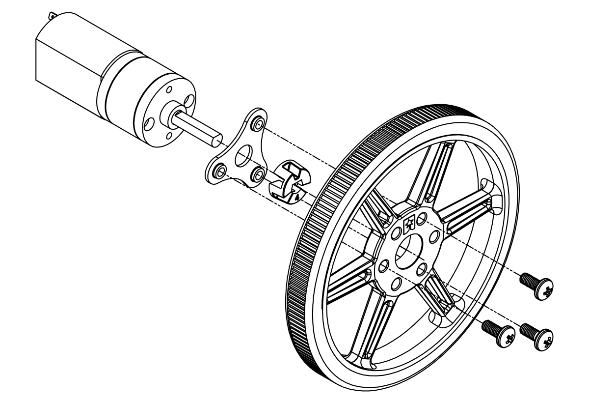 Installing the Pololu Multi-Hub Wheel on a motor shaft.