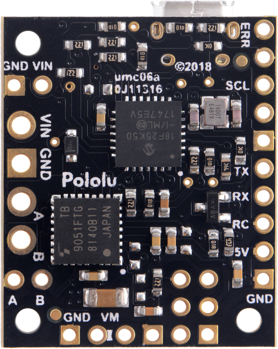 Jrk G2 21v3 USB Motor Controller with Feedback, bottom view.