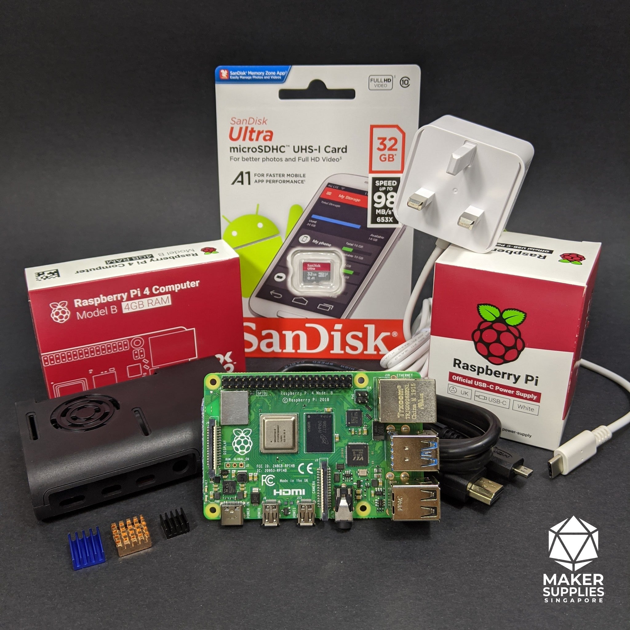 Raspberry Pi 4 Basic Bundle with ABS Plastic Casing