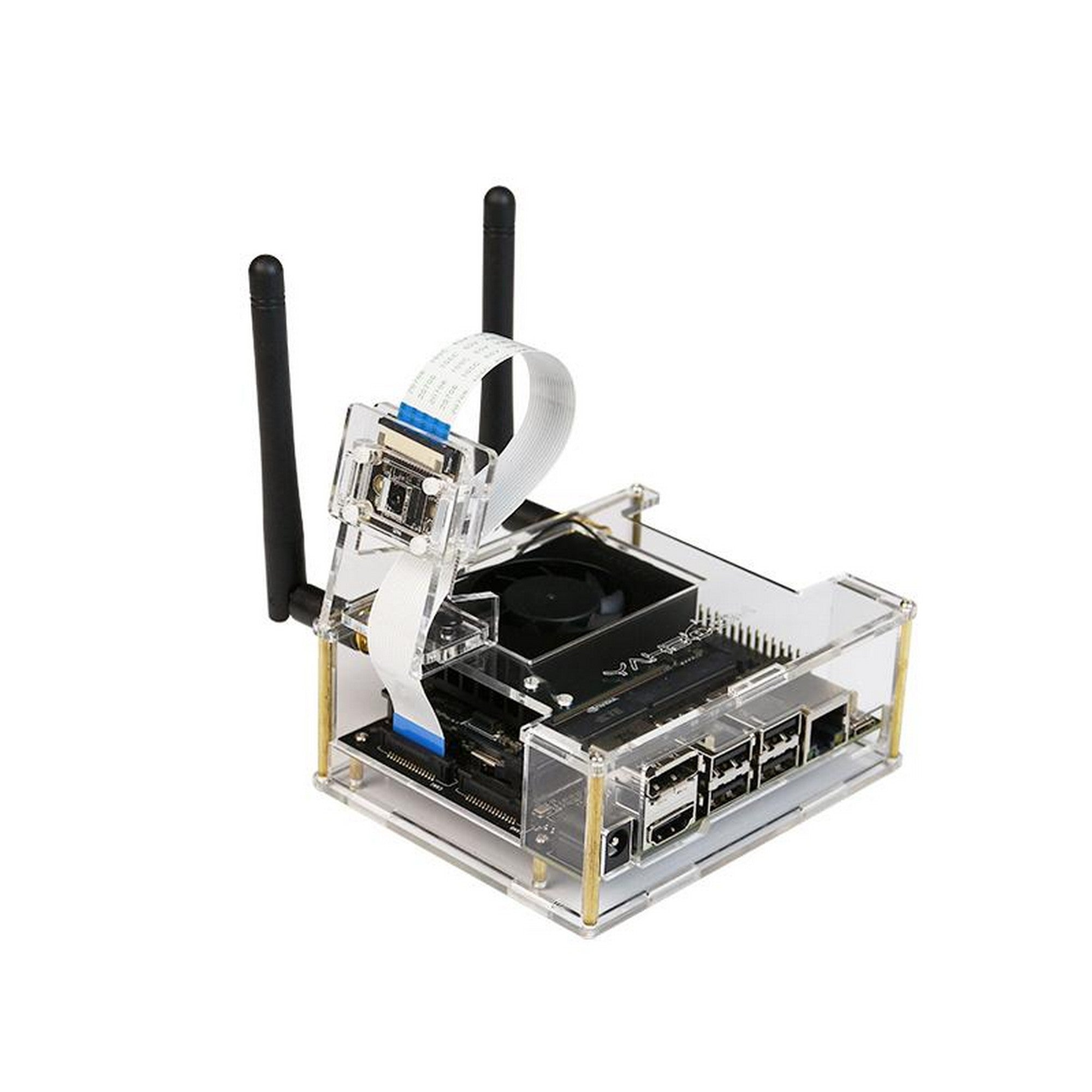 Acrylic Casing with 2 Antenna for NVIDIA Jetson Xavier NX/TX2 NX/Orin Nano/Orin NX Developer Kit