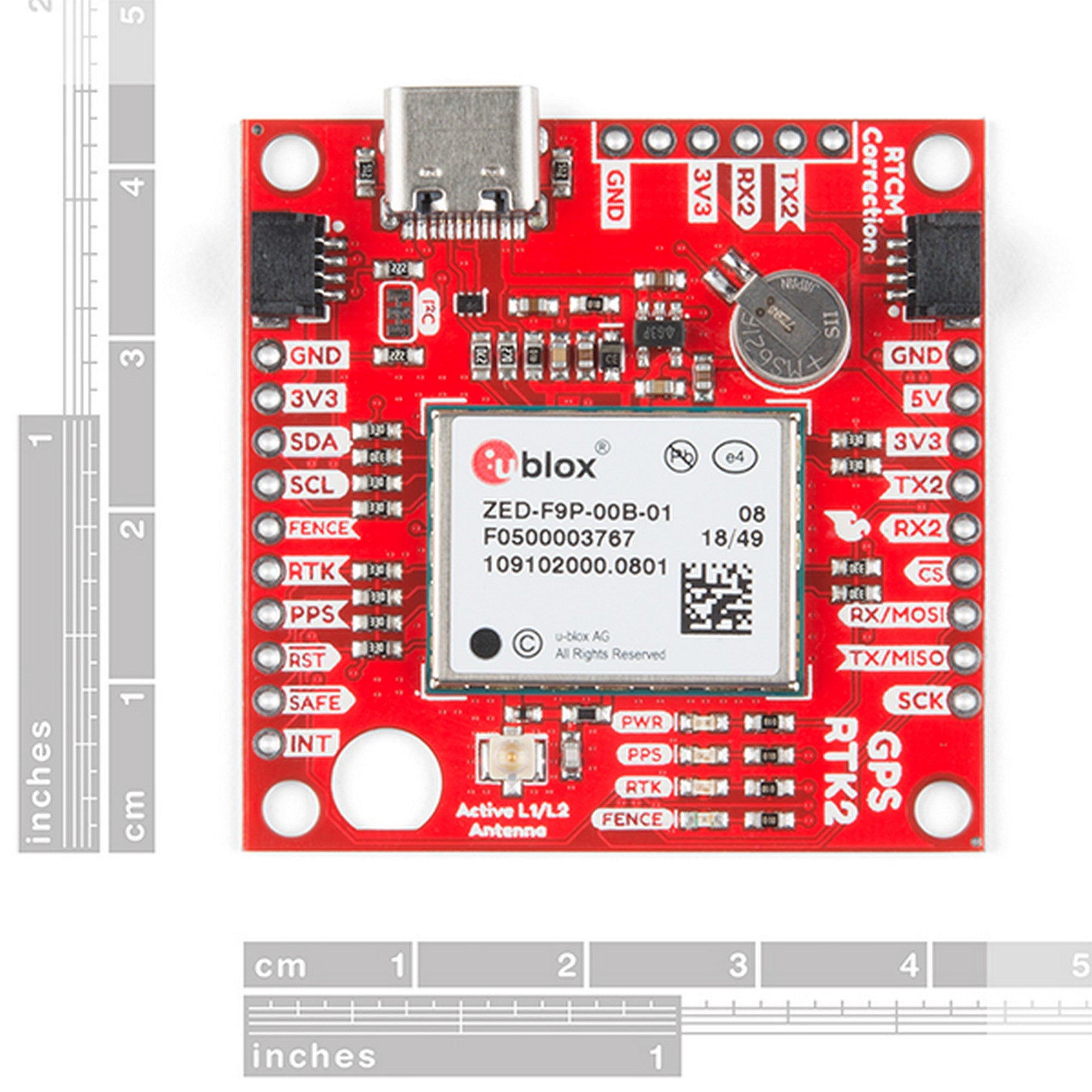 SparkFun GPS-RTK2 Board - ZED-F9P (Qwiic) GPS-15136