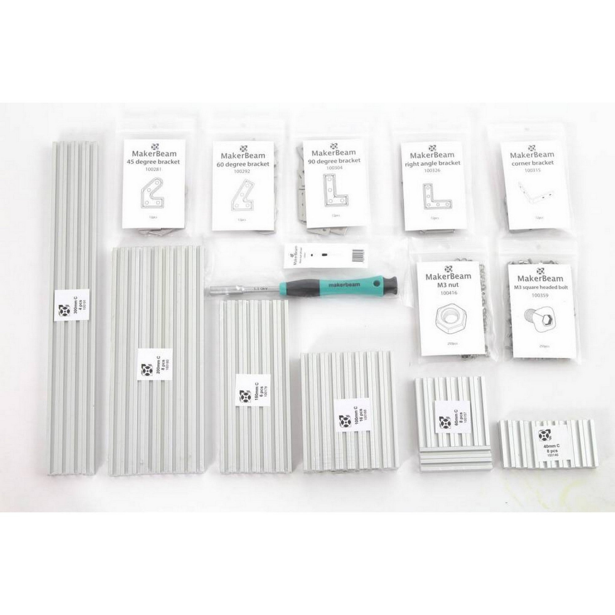 MakerBeam Regular Starter Kit 10x10mm Aluminum Profile Clear