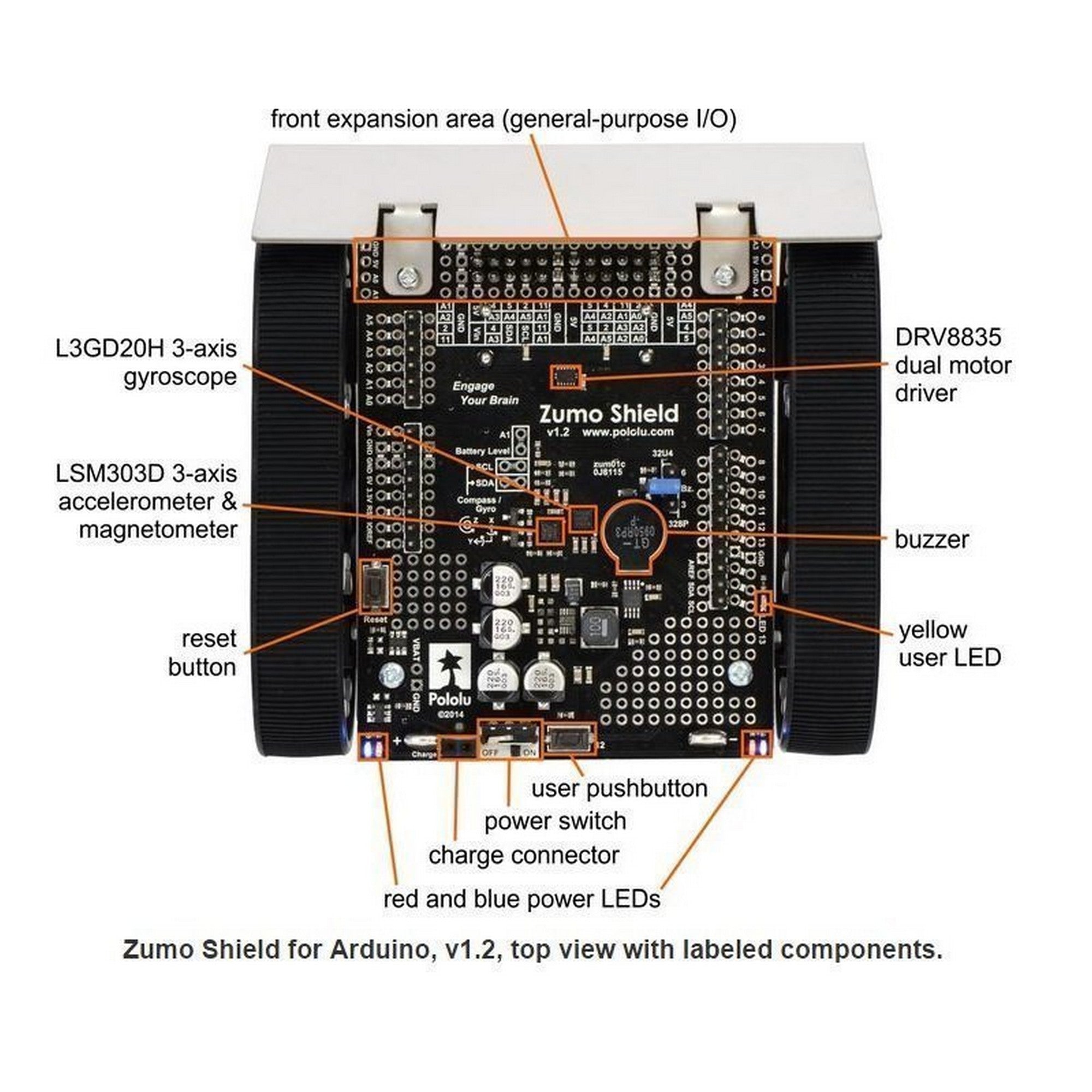 Zumo Robot for Arduino V1.2 (Assembled with 75:1 HP Motors) Pololu 2510