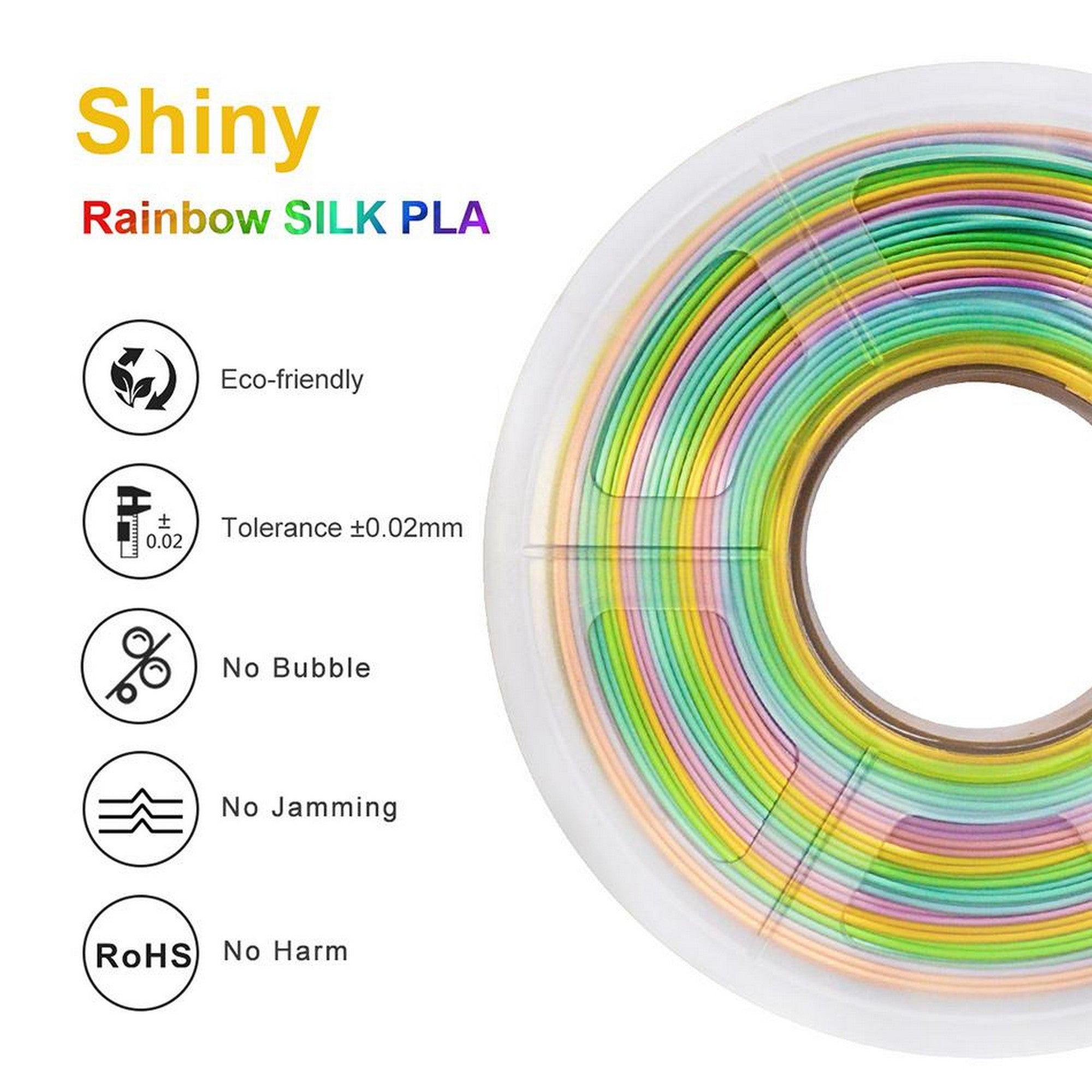 SUNLU PLA Silk Rainbow 1.75mm 1KG 3D Printer Filament