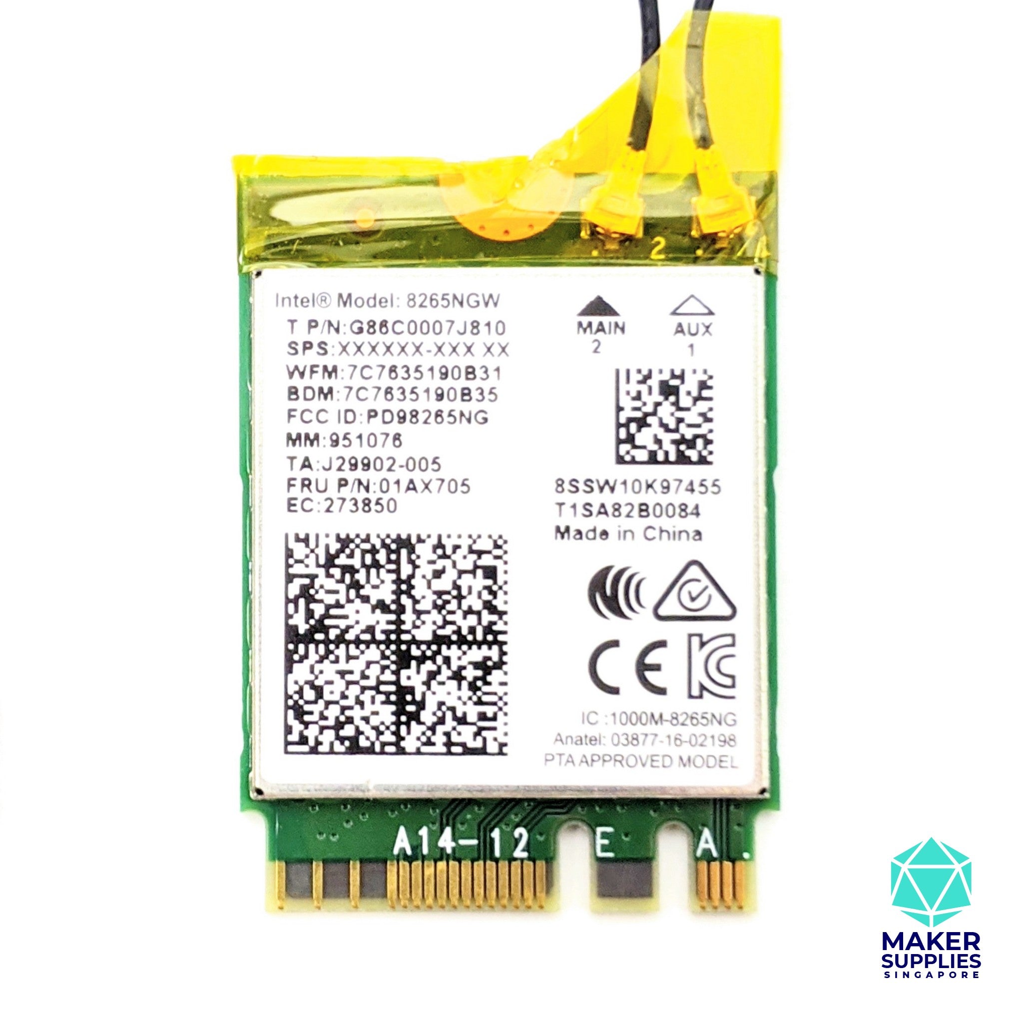 Intel Dual Band Wireless AC 8265 Module with Antennas