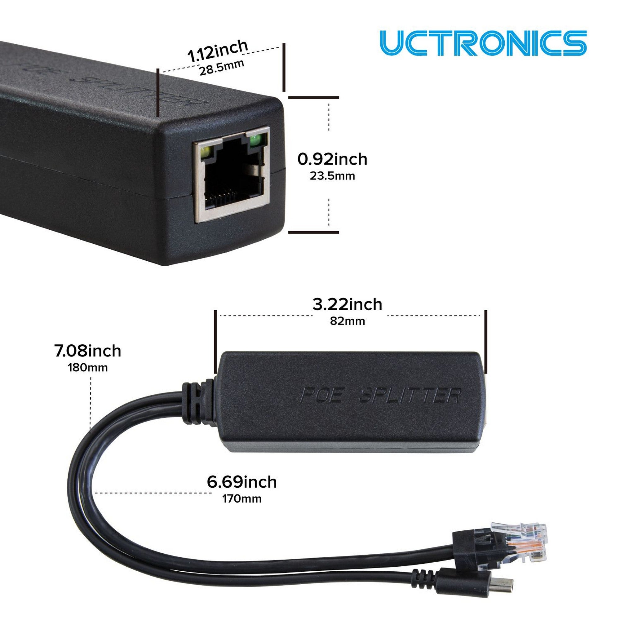 UCTRONICS PoE Splitter USB-C 5V - Active PoE to USB C Adapter, IEEE 802.3af Compliant for Raspberry Pi 4, Tablets and More U6115