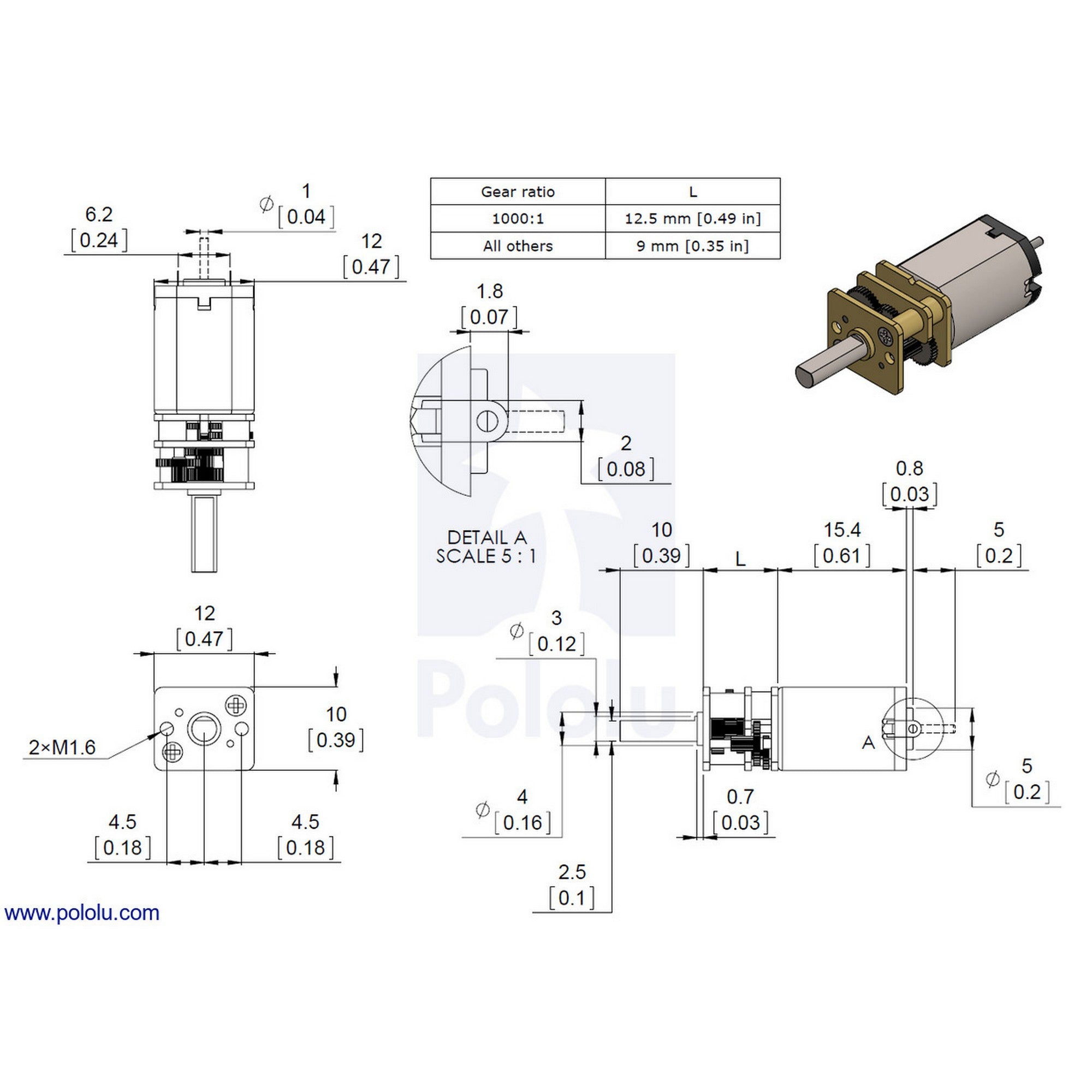 Pololu 75:1 Micro Metal Gearmotor HPCB 12V 3040